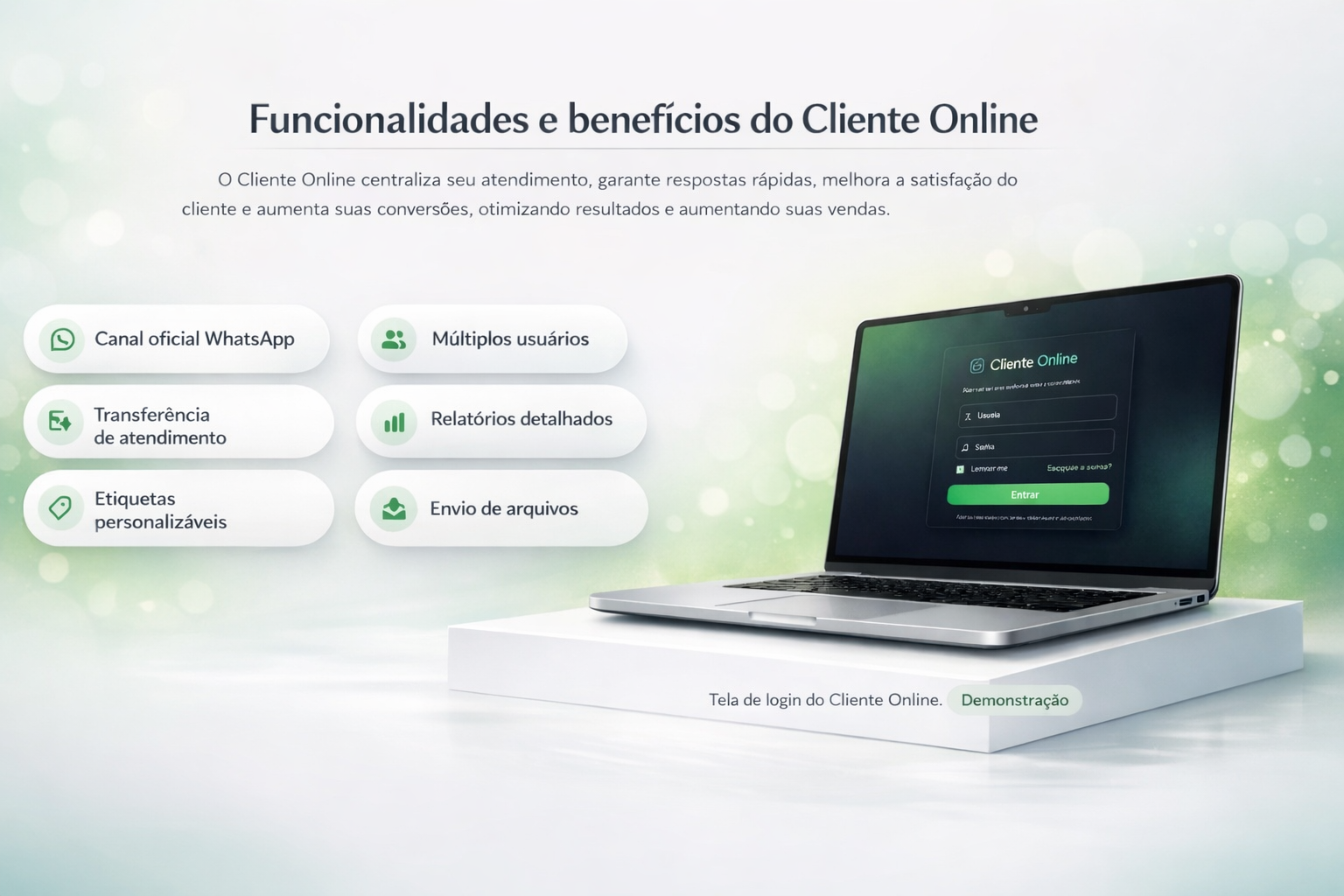 Funcionalidades e benefícios do Cliente Online
